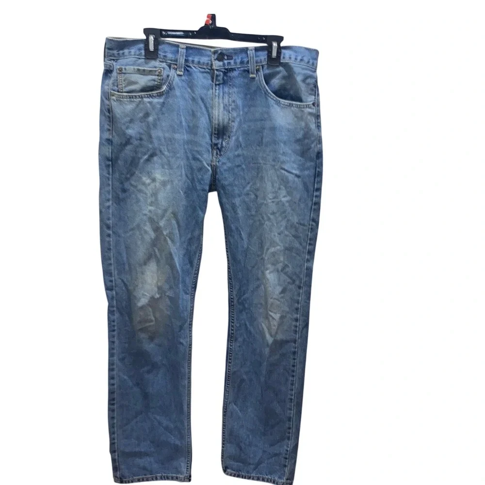Levis 505 Regular Fit Straight Leg Jeans Mens 36x32 Medium Wash Blue Denim